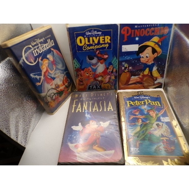 Disney Masterpiece Collection VHS  Cinderella Pinocchio Peter Pan Fantasia 5pk