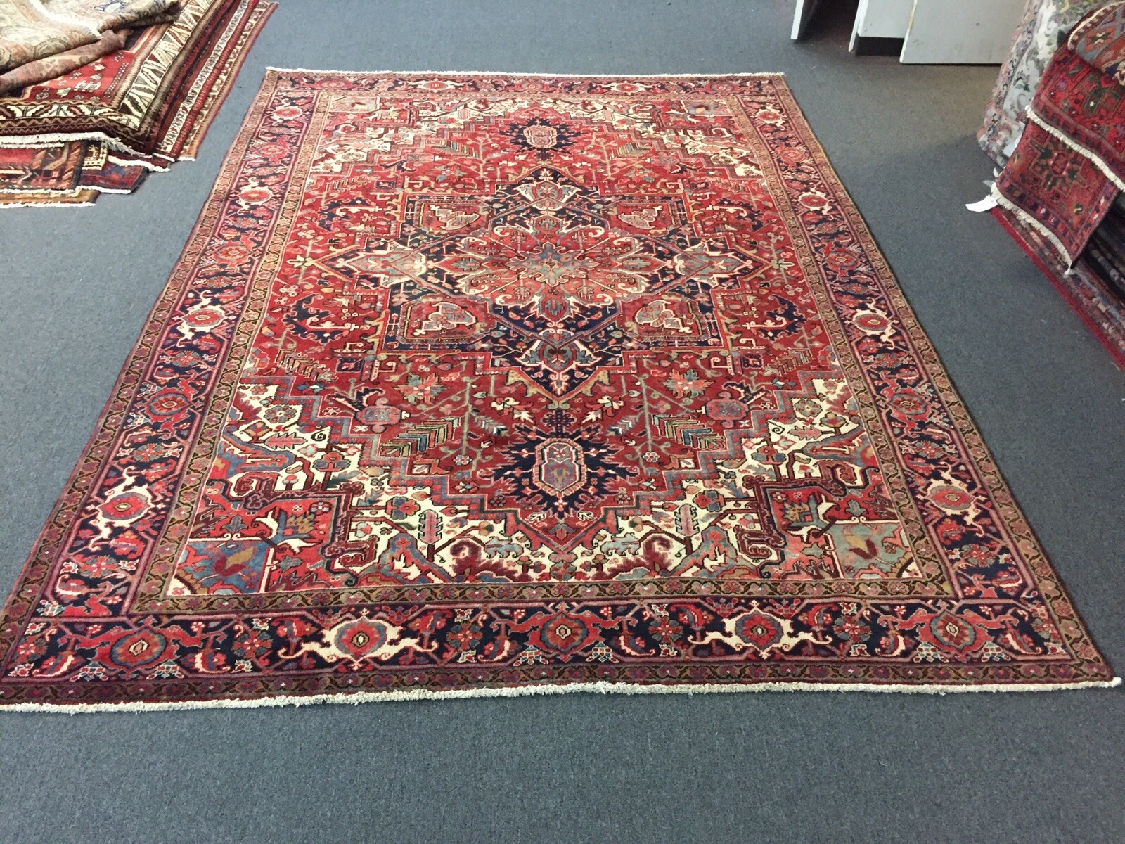 Semi Antique Hand Knotted Vintage Serapi Herizz Area Rug Geometric 8\'4x11\'9,2486