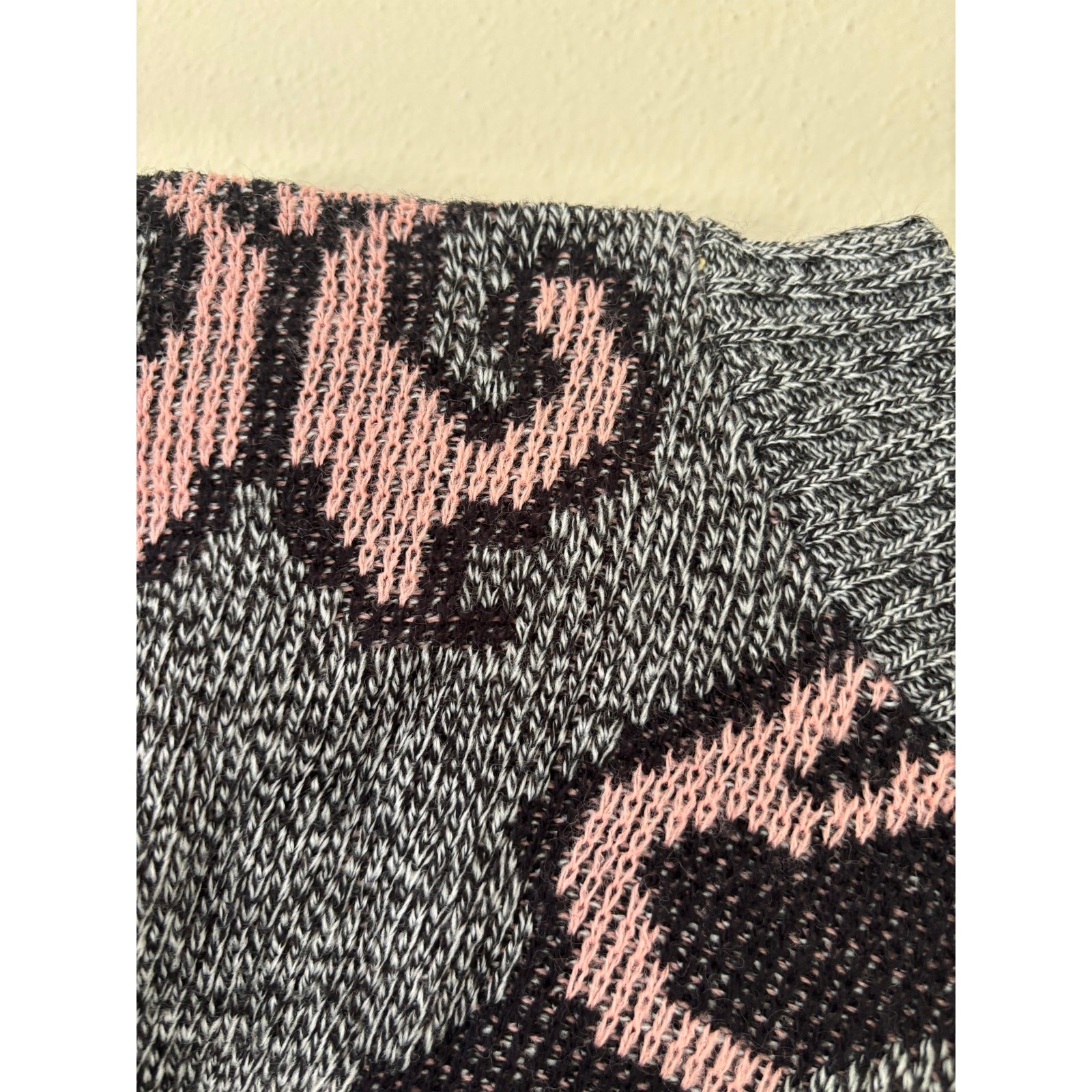 Vintage 80s Intarsia Knit Geometric Slouchy Sweater Fits Medium Creslan Acrylic
