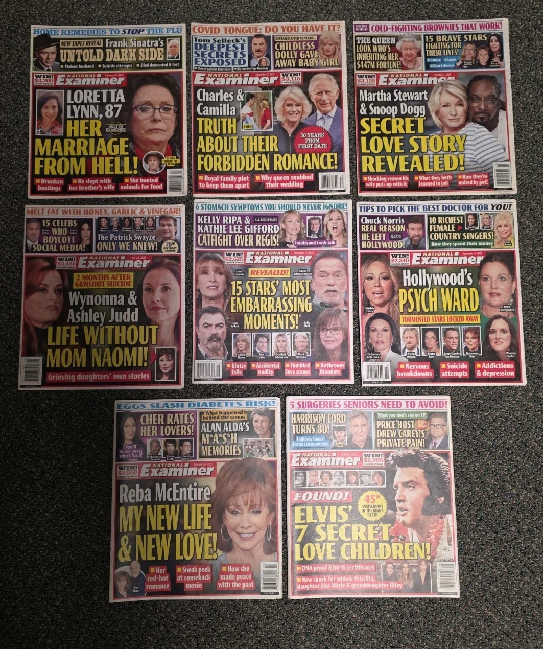 National Examiner 8x Magazine Lot 2020 to 2022 - Celebrity Gossip Tabloids