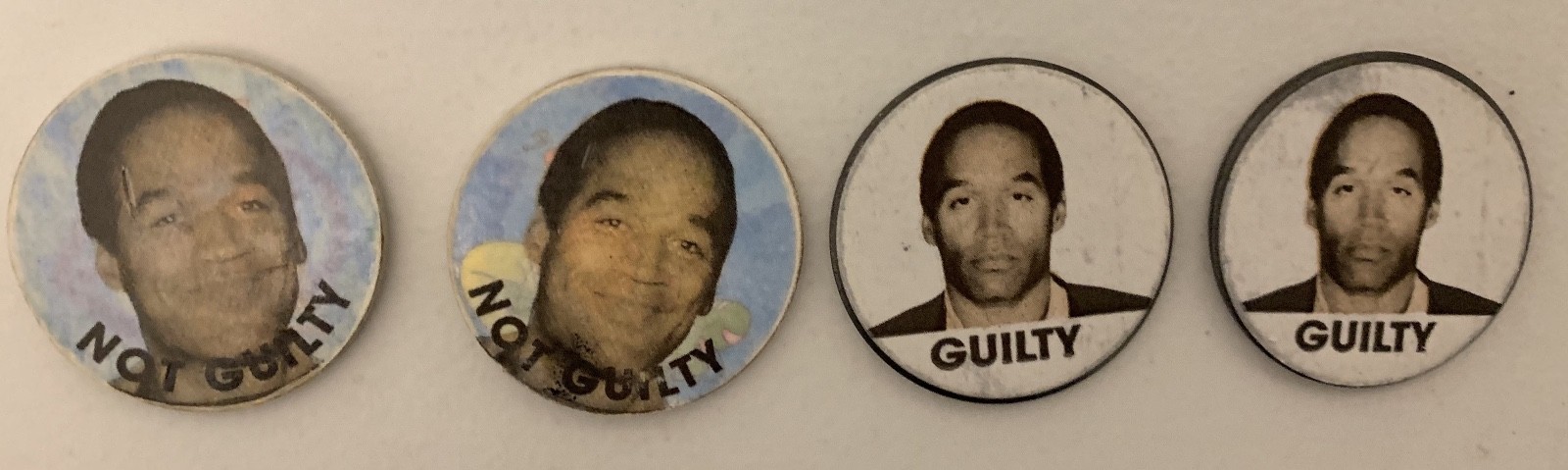 Vintage 1995 O.J. Simpson Trial Satire Metal Pog Slammer Lot (4-Piece Set)
