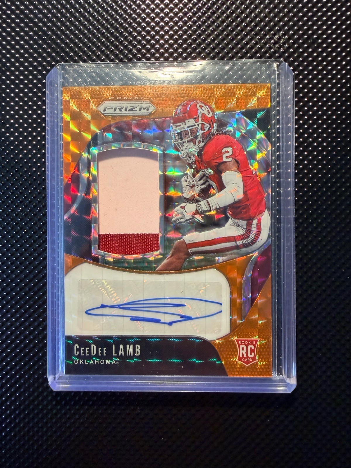 2020 Panini Chronicles Prizm Draft Picks CeeDee Lamb #4 Auto Jersey Orange /10