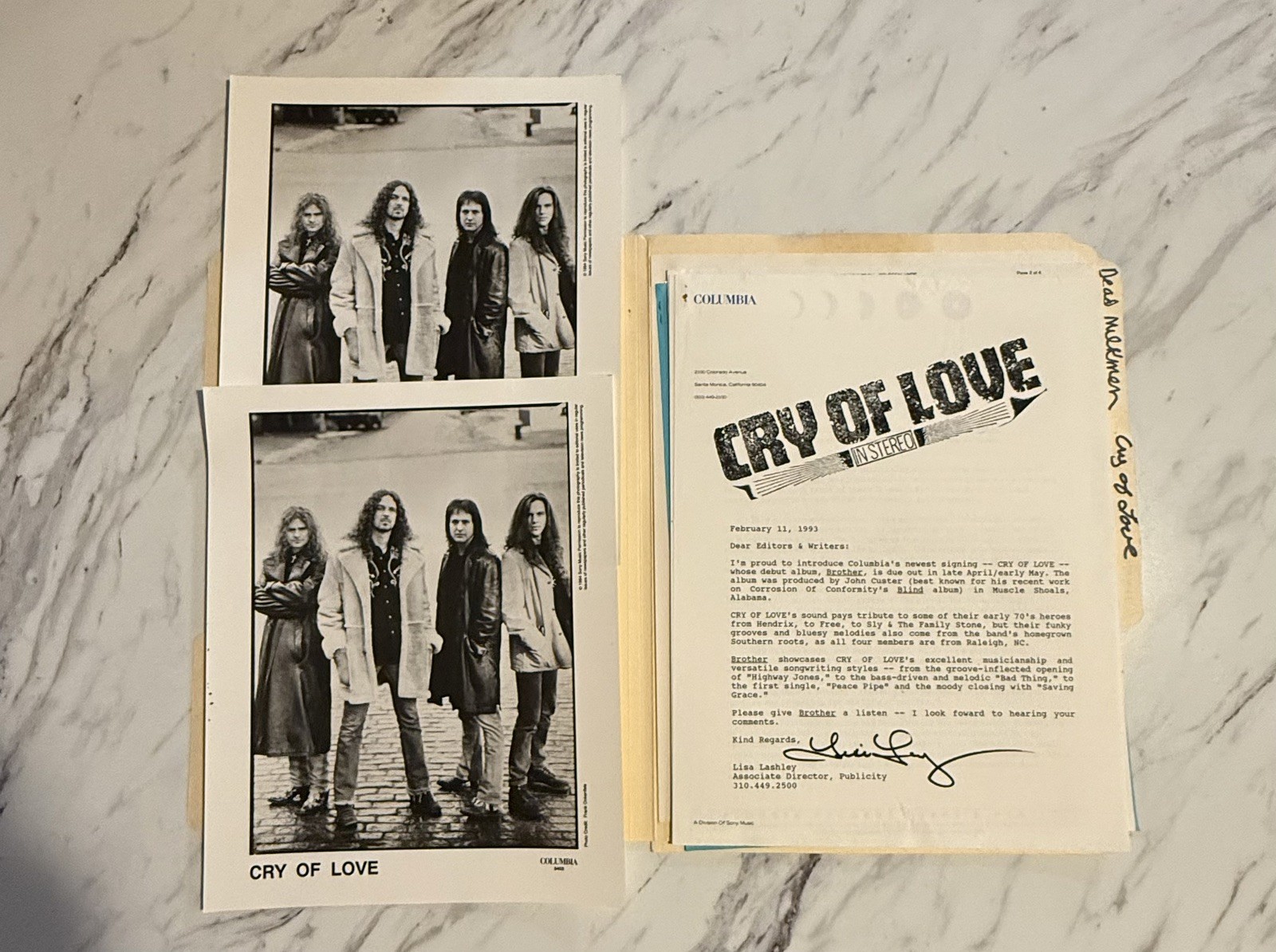 RARE CRY OF LOVE PRESS KIT WITH ORIGINAL PROMO PHOTOGRAPH RARE CRY OF LOVE PRESS KIT WITH ORIGINAL PROMO PHOTOGRAPH