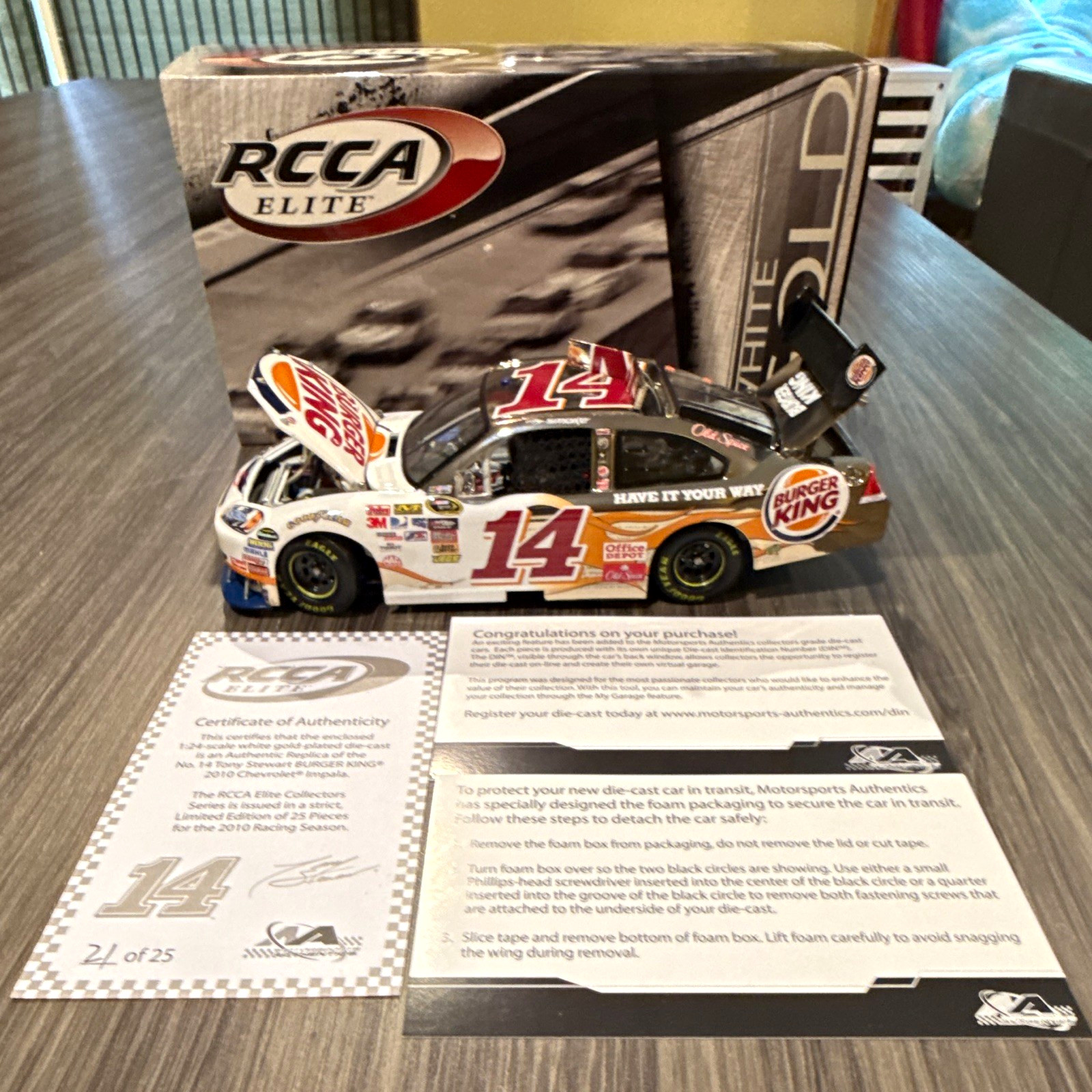 RCCA Elite White Gold Tony Stewart #14 Burger King 2010  Impala 1:24 #21 of 25
