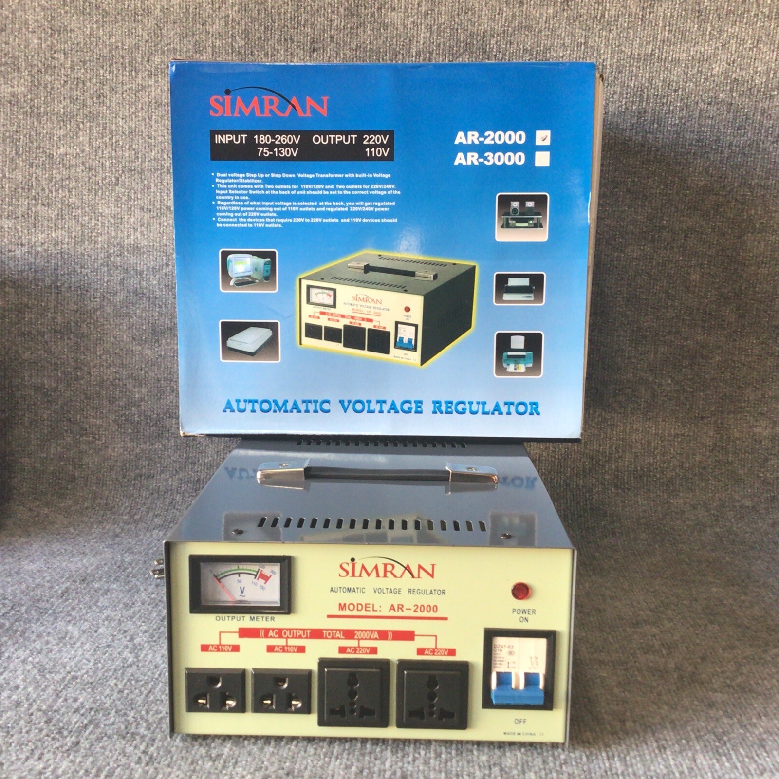 Simran AR-2000 2000W Voltage Converter Stabilizer 110 220 Transformer Regulator