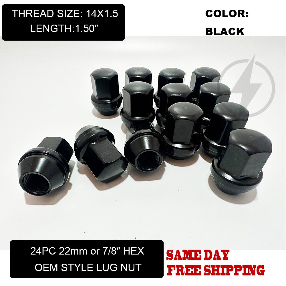 24pc Fits 2019 & Newer Ram 1500 Black OEM Factory Style Lug Nut 14x1.5 ⅞\