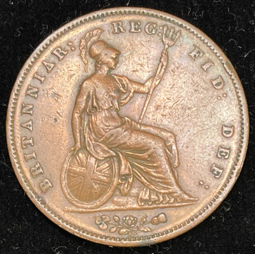 1858 Great Britain One Penny Coin 19.5 Grams Great Condition RARE