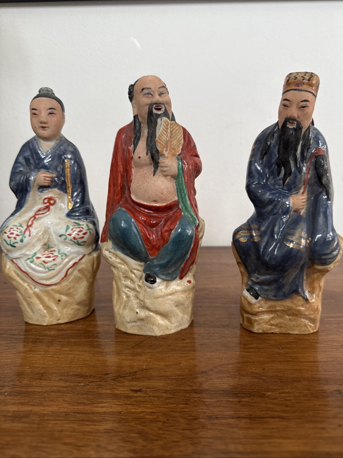 3 Late Qing to the Early Republic Period Chinese Figurines 7” marked