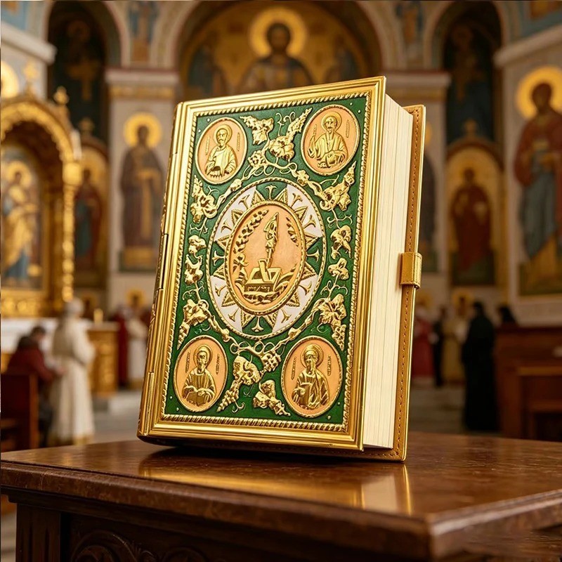 Gold Plated Orthodox Gospel Cover Apostle Icon Jesus Church Altar Religious Gift