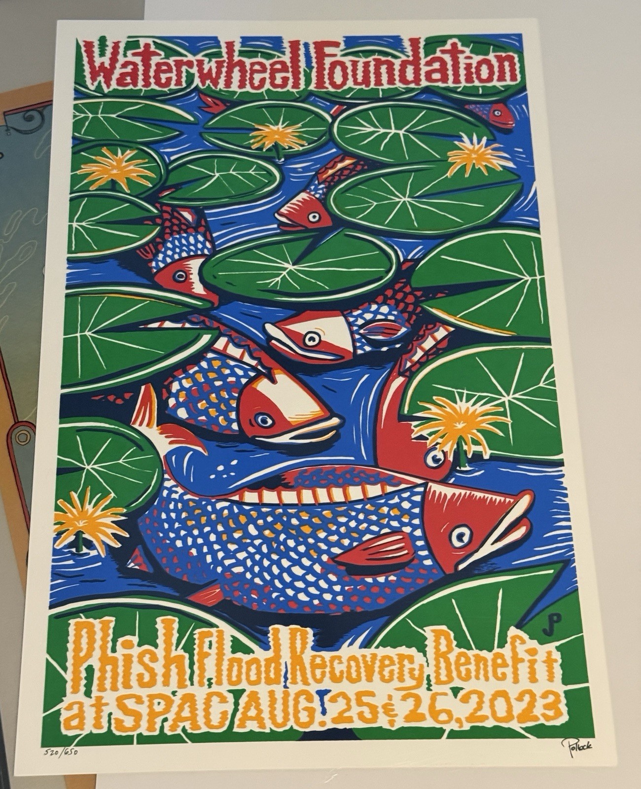 Jim Pollock Phish WaterWheel Foundation Flood Recovery Benefit SPAC Poster Print Jim Pollock Phish WaterWheel Foundation Flood Recovery Benefit SPAC Poster Print