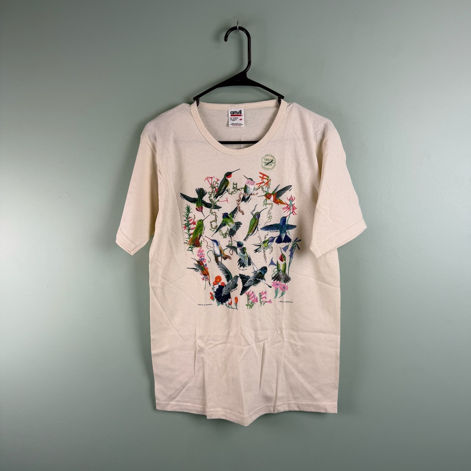 VTG Liberty Graphics Hummingbird T-Shirt New Old Stock Unbleached Cotton M USA VTG Liberty Graphics Hummingbird T-Shirt New Old Stock Unbleached Cotton M USA