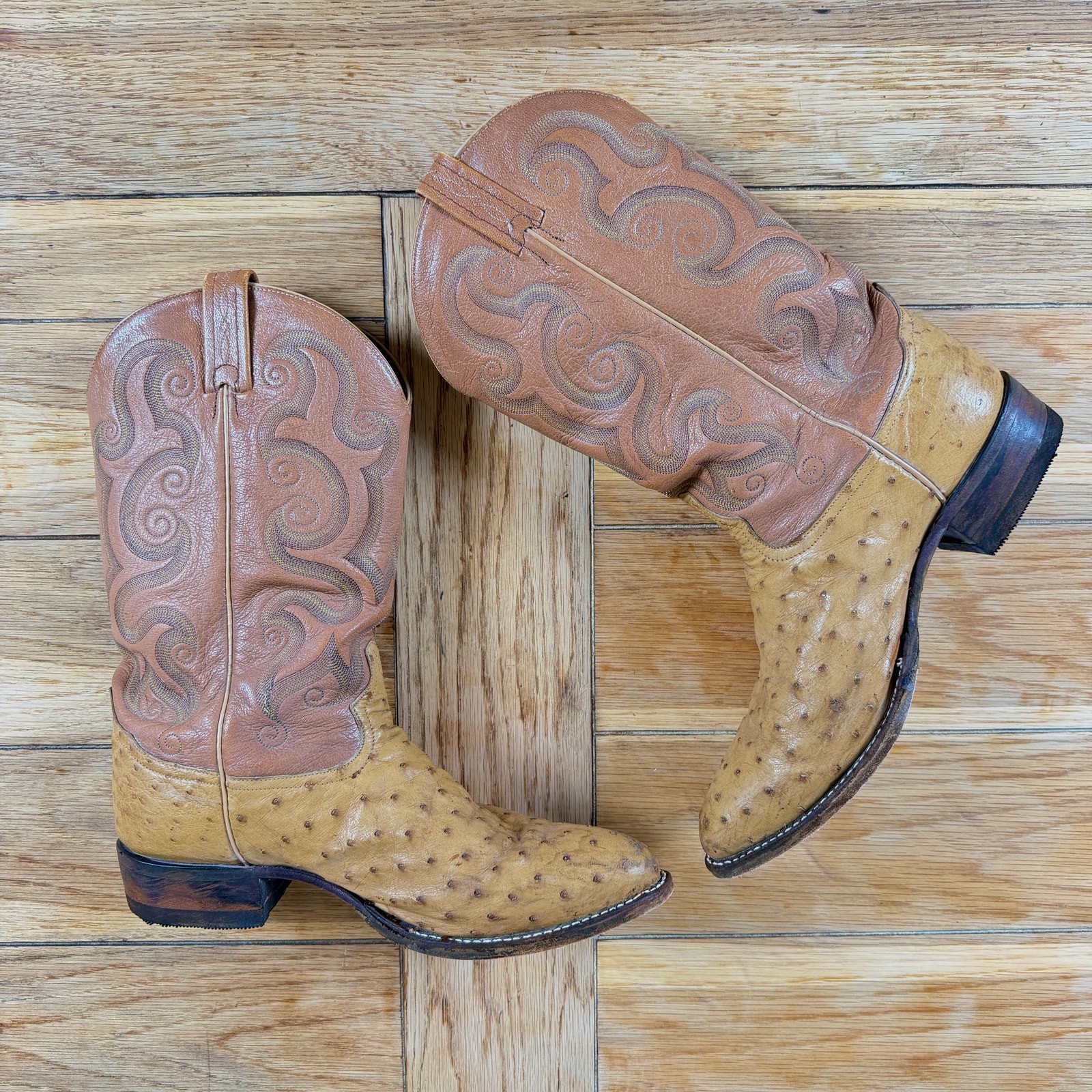 Vintage Tony Lama Ostrich Western Cowboy Boot Men 12EE (FitSmall) Tan Brown READ Vintage Tony Lama Ostrich Western Cowboy Boot Men 12EE (FitSmall) Tan Brown READ