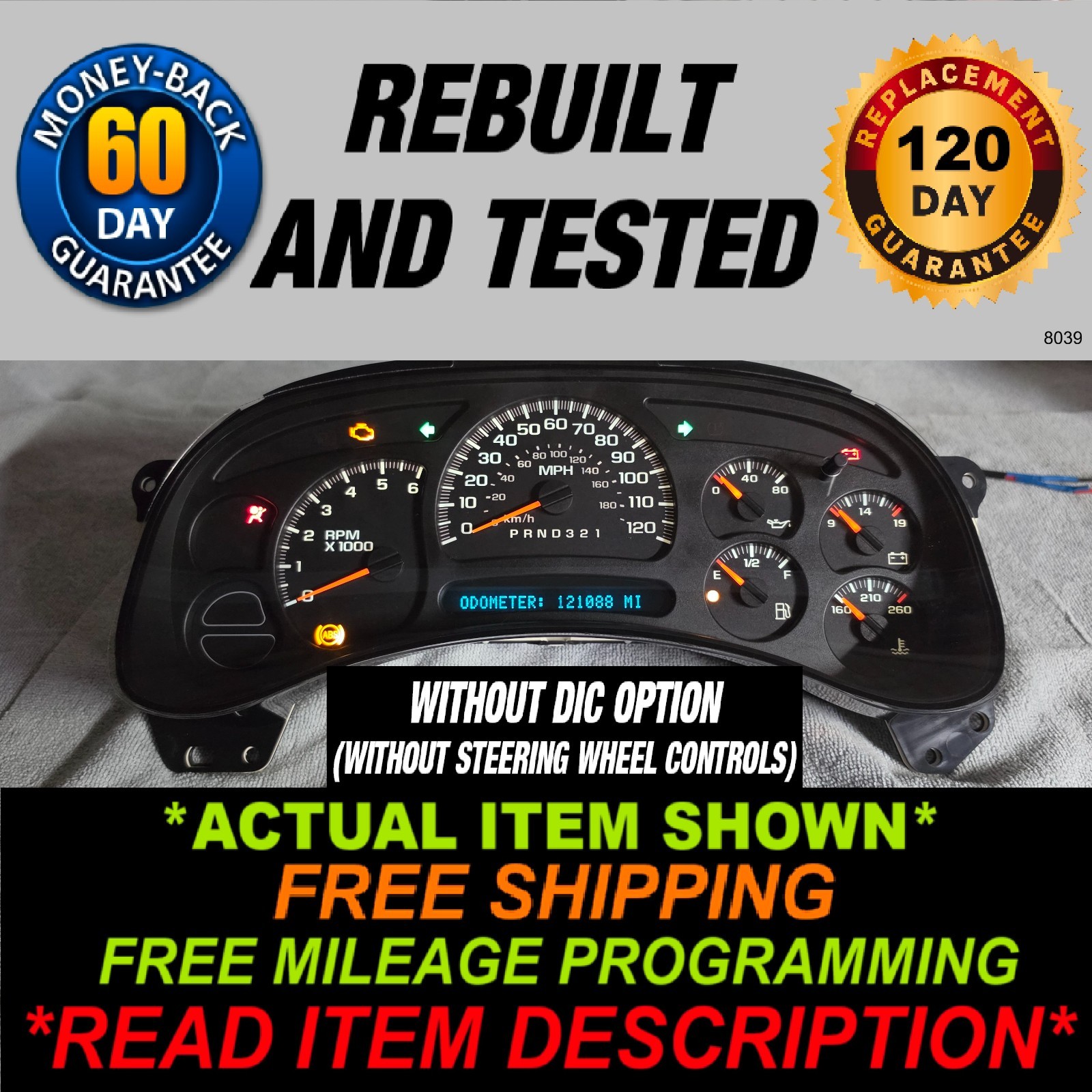 2003-2006 Silverado, Sierra, Tahoe, Suburban, Yukon, Avalanche Gauge Cluster