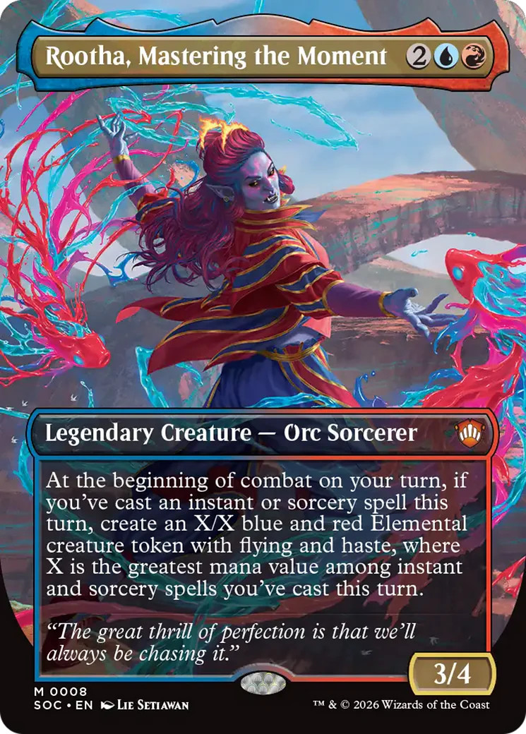 MTG Rootha, Mastering the Moment (Borderless) [Secrets of Strixhaven Commander]