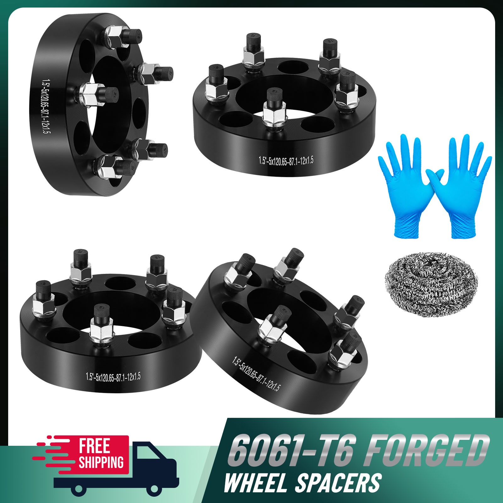 Black 1.5 inch 5x4.75 Wheel Spacers M12x1.5 For 1982-2004 Chevy S10