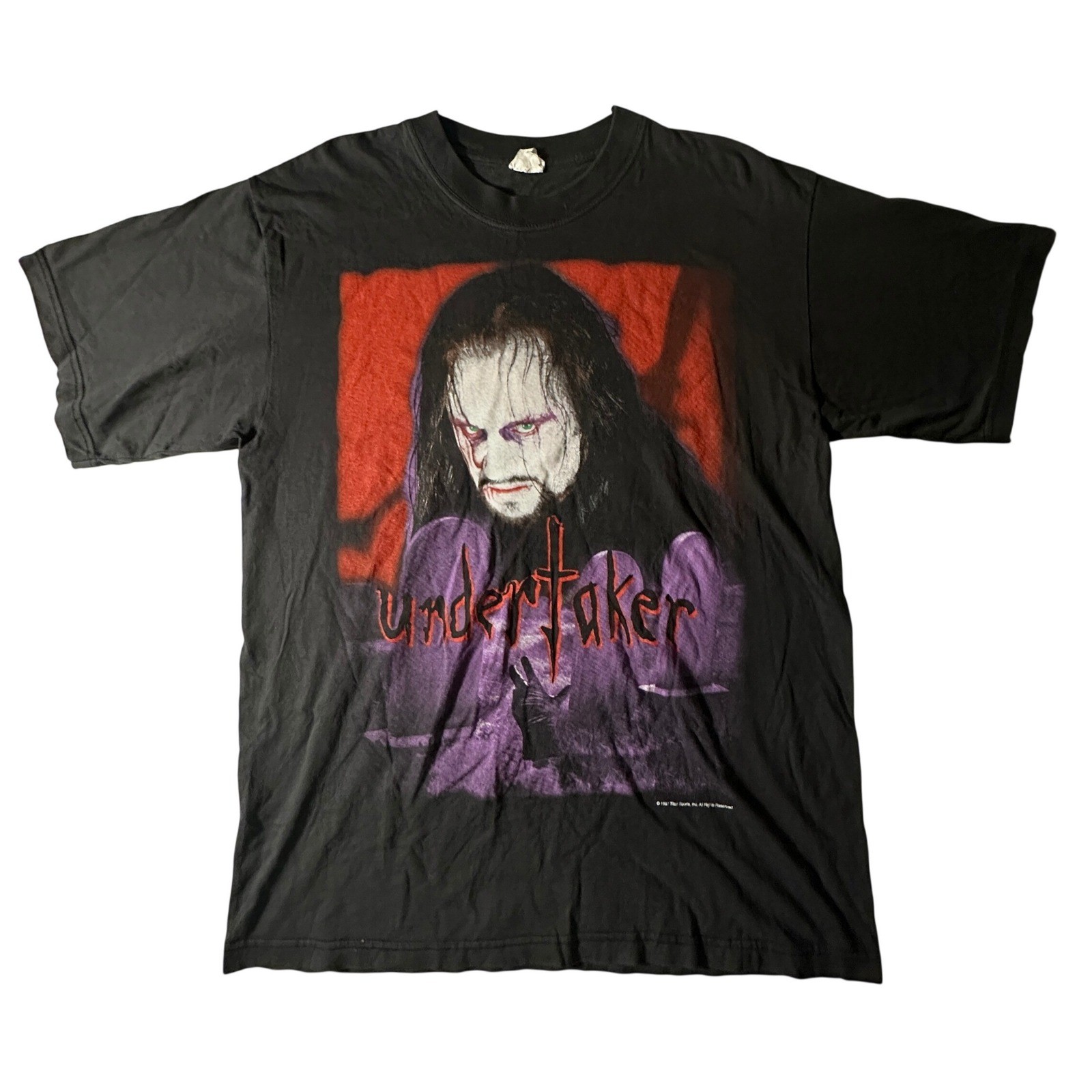 Vintage 1997 WWF Undertaker T-Shirt XL Black See You On The Other Side Wrestling