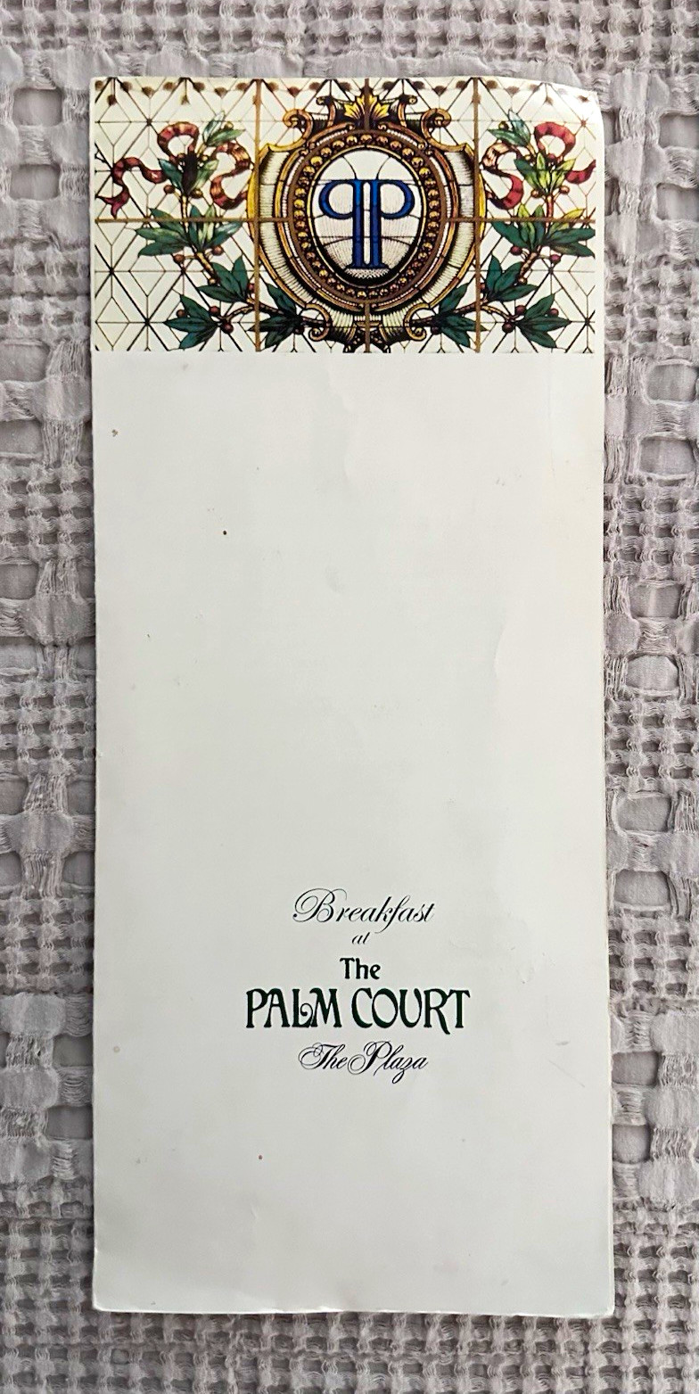 Vintage The Plaza Hotel NYC Palm Court Breakfast Menu Art - Stained Glass 
