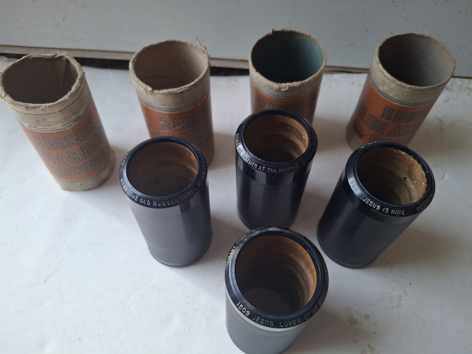 4 Vintage Edison Blue Amberol Cylinders Religious Songs Read For Titles