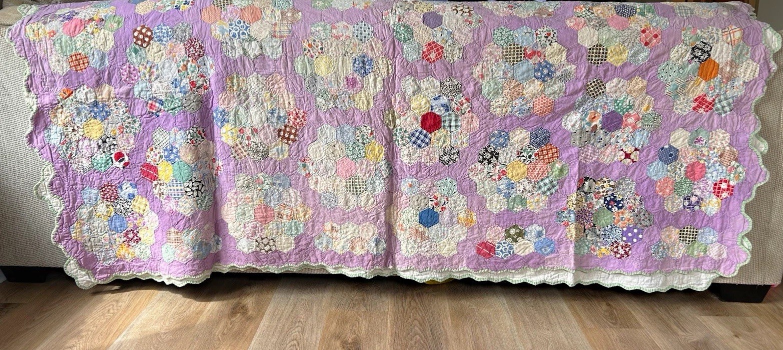 Vintage Grandmother’s Flower Garden Quilt