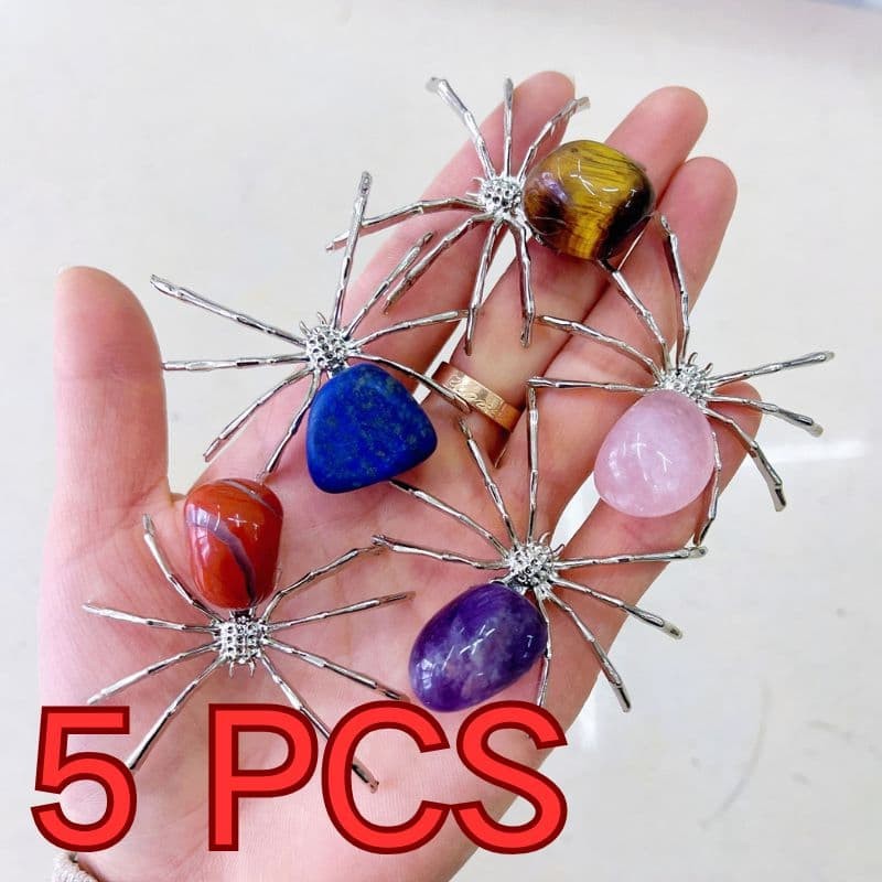 5 Pcs Natural mixed Agate Reiki Gemstone Spider Crystal Quartz Healing Decorate