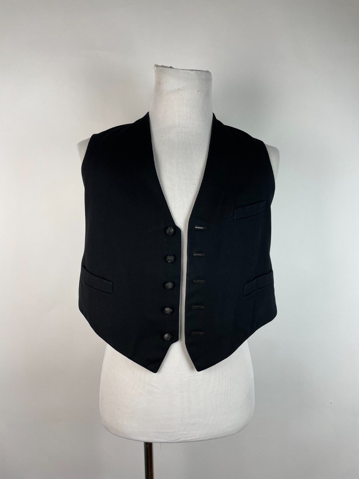 Antique 1900S VICTORIAN Men\'s Black five button Vest Gilet Waist Coat S Antique 1900S VICTORIAN Men\'s Black five button Vest Gilet Waist Coat S