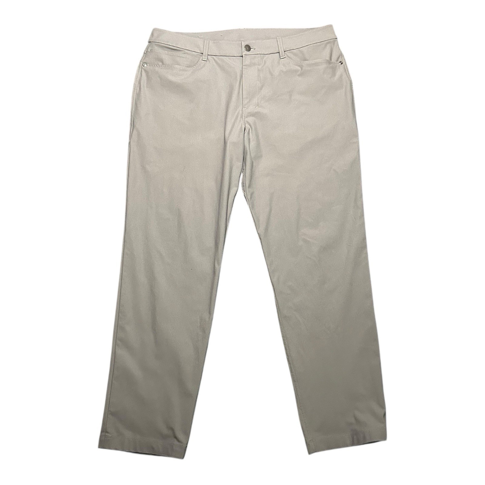 Lululemon ABC Classic Fit & Pant Mens 36x30 Gray Silver Drop Warpstreme Logo Lululemon ABC Classic Fit & Pant Mens 36x30 Gray Silver Drop Warpstreme Logo