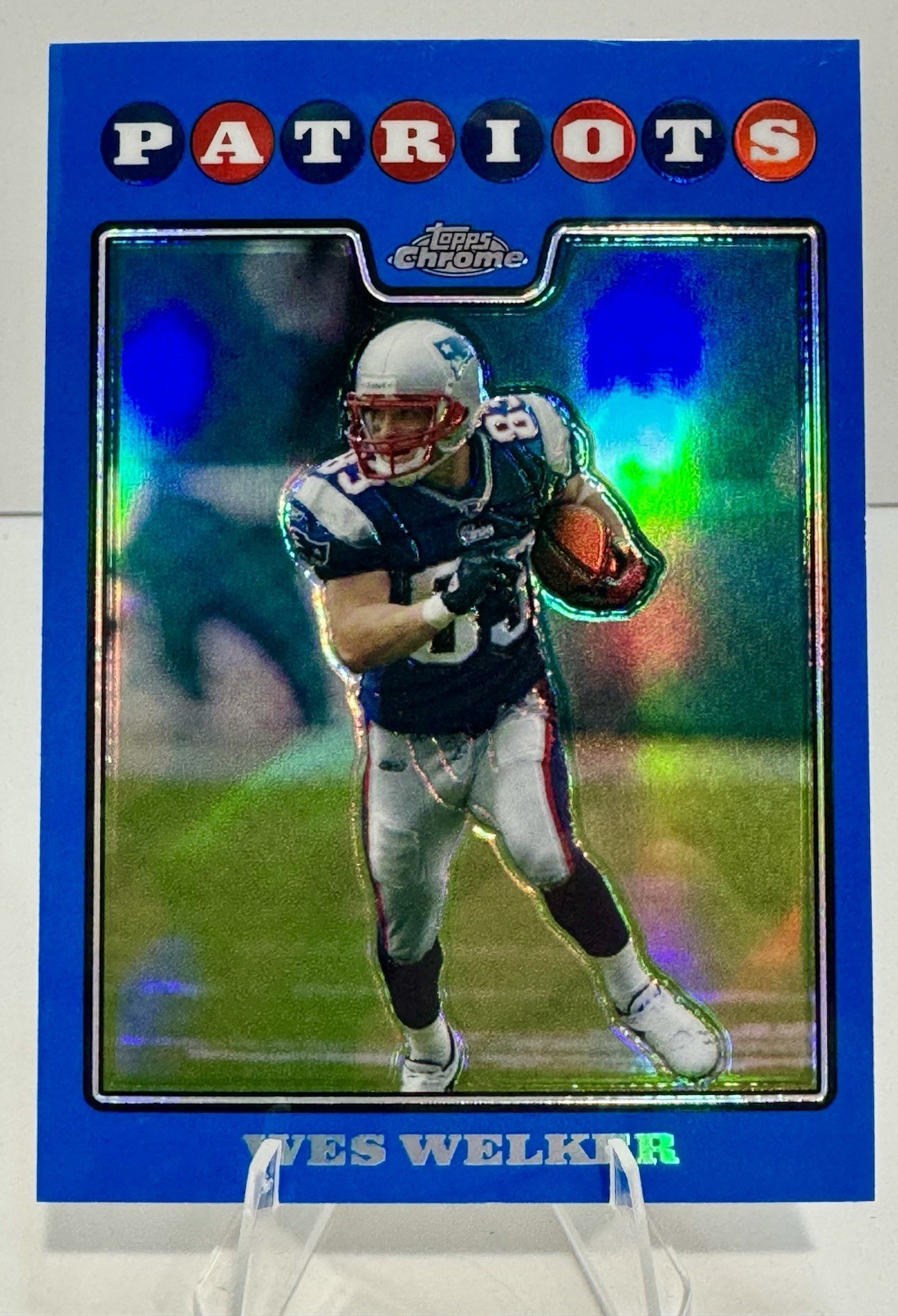 Wes Welker 2008 Topps Chrome Blue Refractor #TC72 Rare SP New England Patriots