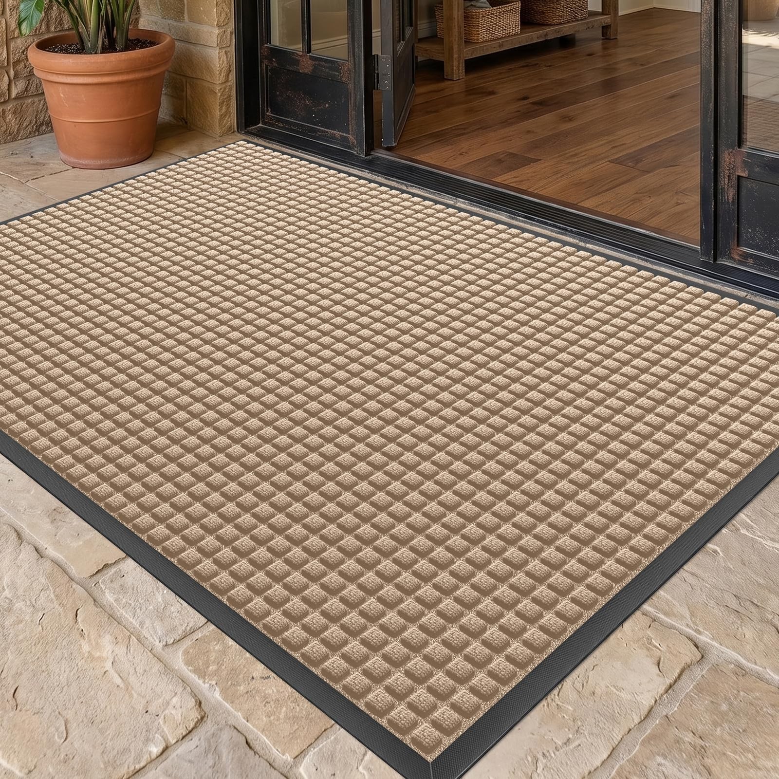 Heavy Duty Waterproof Outdoor Front Door Mat Non Slip Rubber Entryway Mat