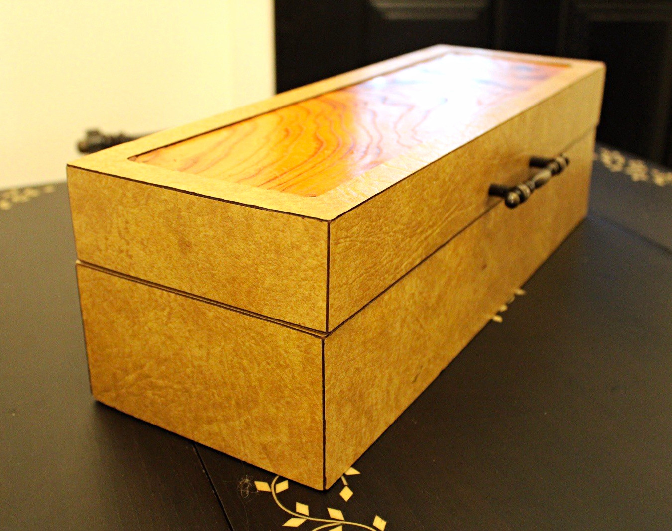 Vintage 1977 Signed Wooden Valet Keepsake Box by Norman Jordan, Large 17.5