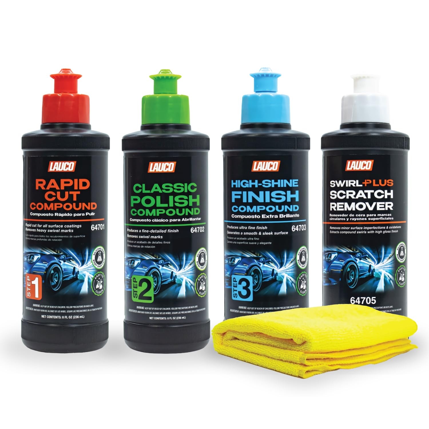 LAUCO Paint Correction Compounds Step 1, 2, 3, Swirl Remover 8oz Kits LAUCO Paint Correction Compounds Step 1, 2, 3, Swirl Remover 8oz Kits