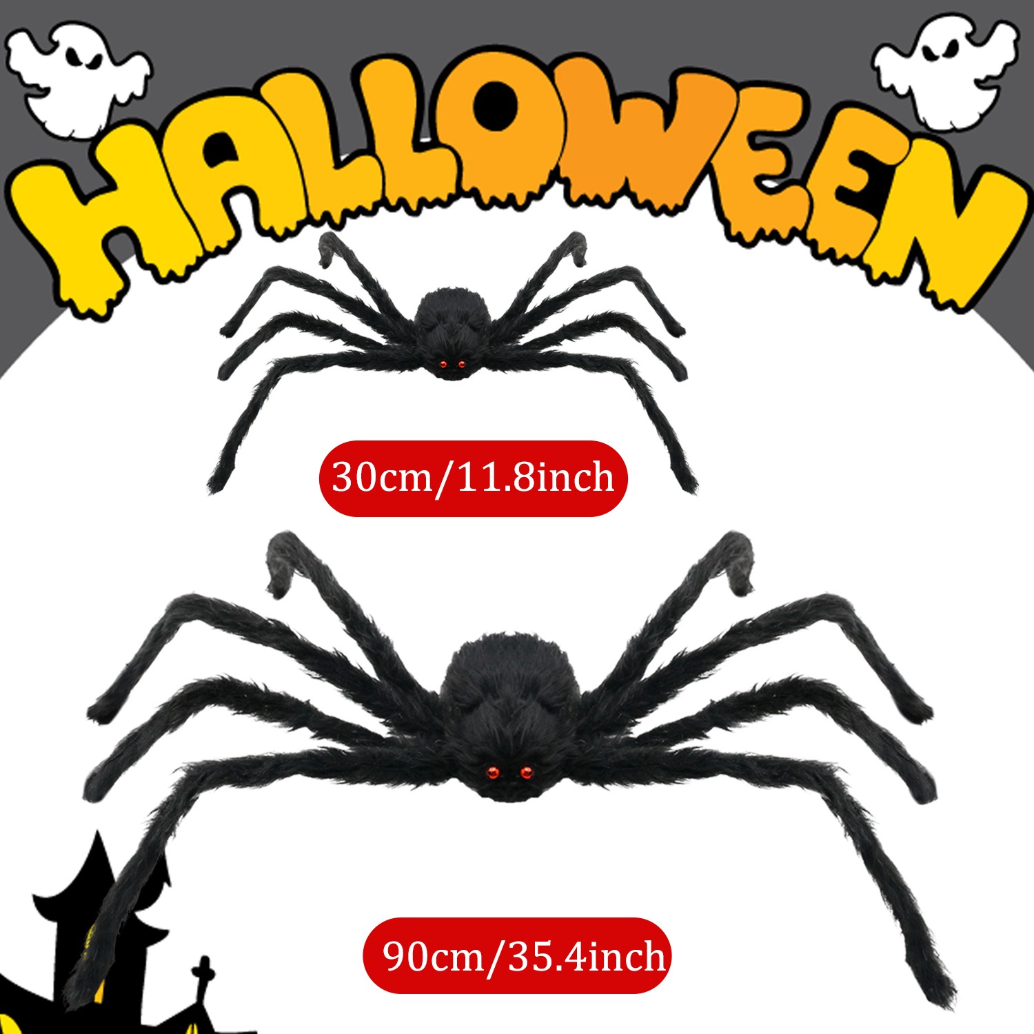 2pc Giant Scary Spider Fake Large Hairy Colorful Spider for Halloween Yard Decor
