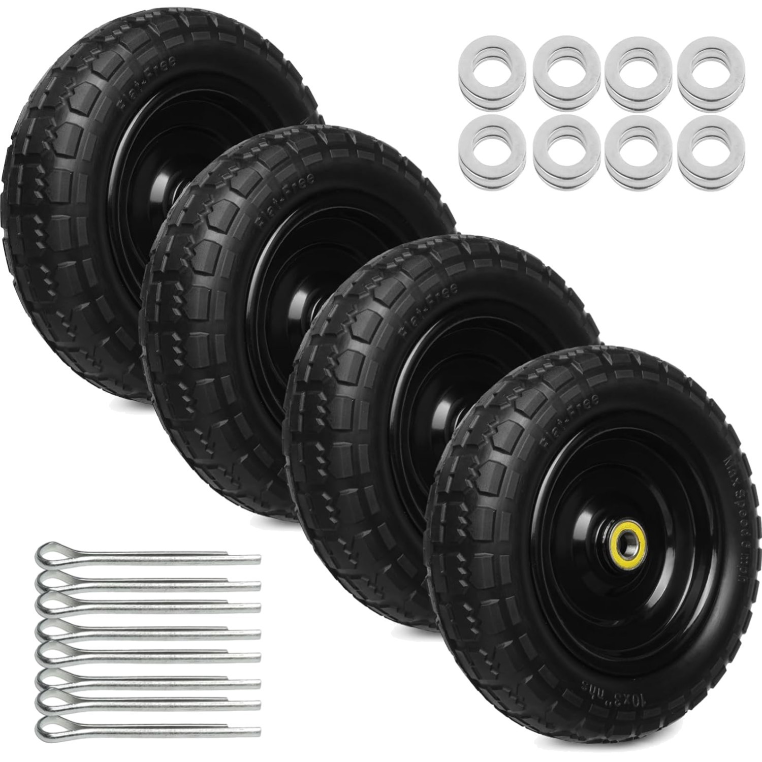 Storystore 10 Inch Solid Rubber Tires 4 Pack 410 350 4 Flat Free