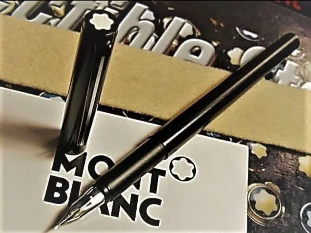 Montblanc No. 1124 Black Rhodonite Coated Fountain Pen Vintage 1976-80 EF Nib