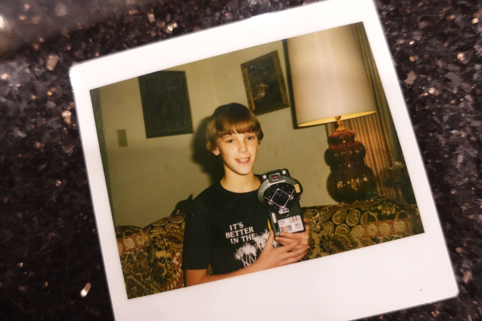 Vintage Original Photo Boy Holding TOMY DIGITAL DIAMOND  Handheld Game   D10