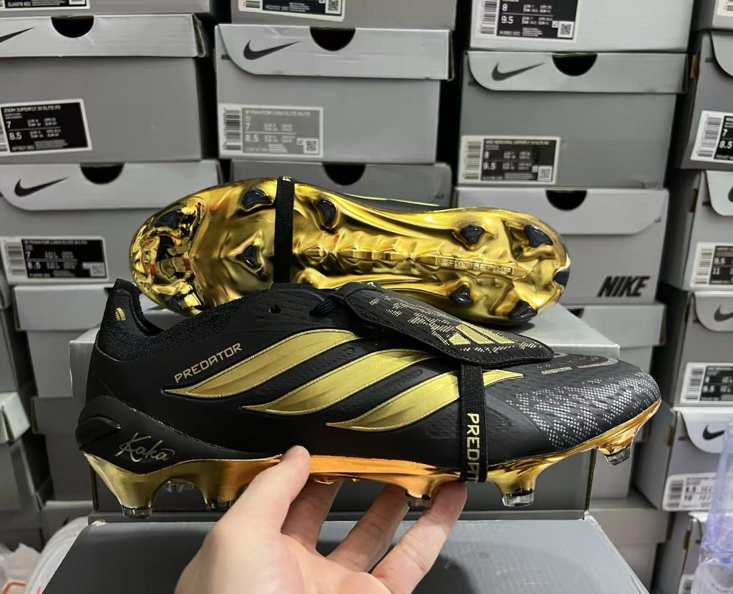 adidas Predator Football Cleats Black/Gold US 8.5 Medium (D/M)