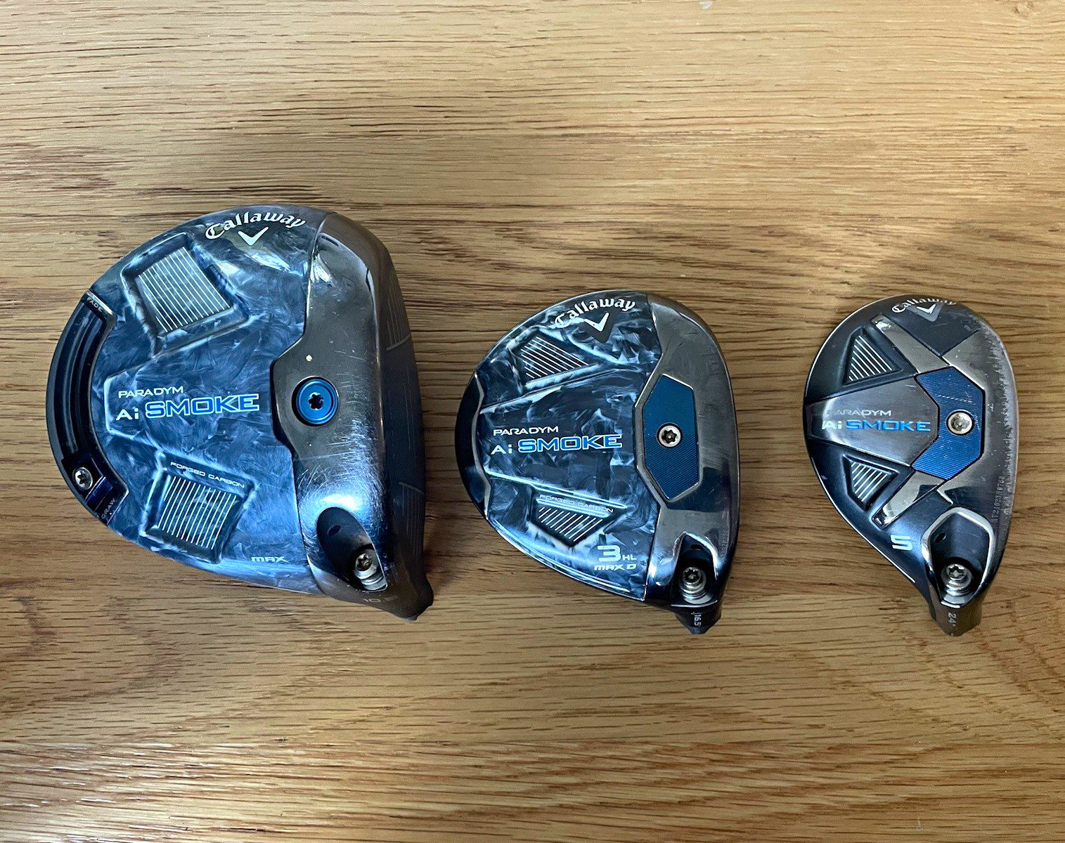 Callaway Paradym Ai Smoke club lot: MAX Driver 10.5, MAX D 3 wood 16, 5 hybrid. Callaway Paradym Ai Smoke club lot: MAX Driver 10.5, MAX D 3 wood 16, 5 hybrid.