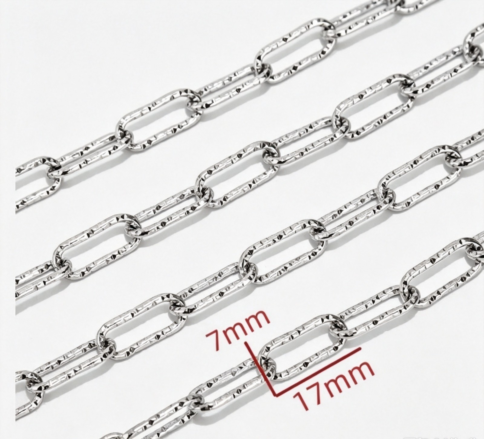 3meters Silver Textured Link Connect Chain Findings 7x17mm