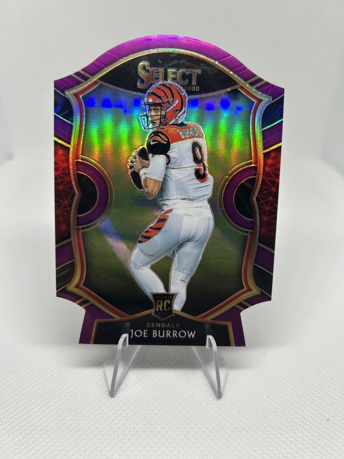 2020 Panini Select - Concourse Joe Burrow #46 Purple Prizm Die-Cut (RC)