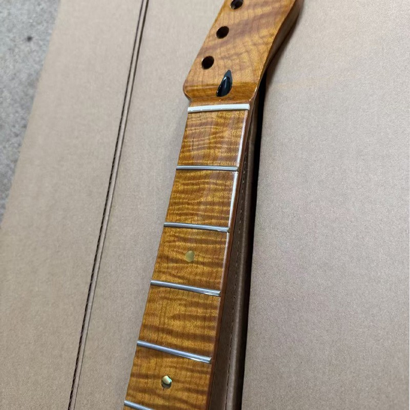 AAAAA 22 Frets Tiger Flame Roasted Maple T-Style Guitar Neck for DIY Guitar Part