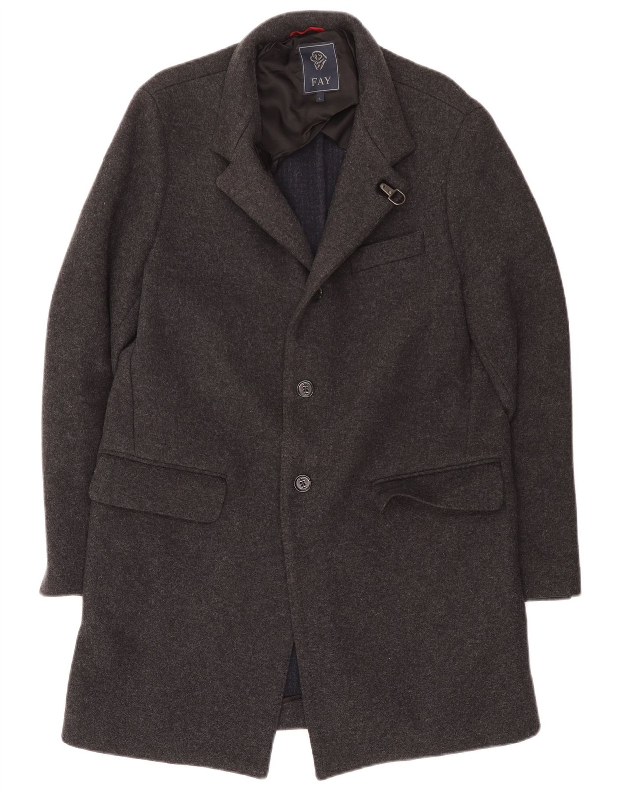 Fay Mens Overcoat UK 40 Large Grey Wool EH62