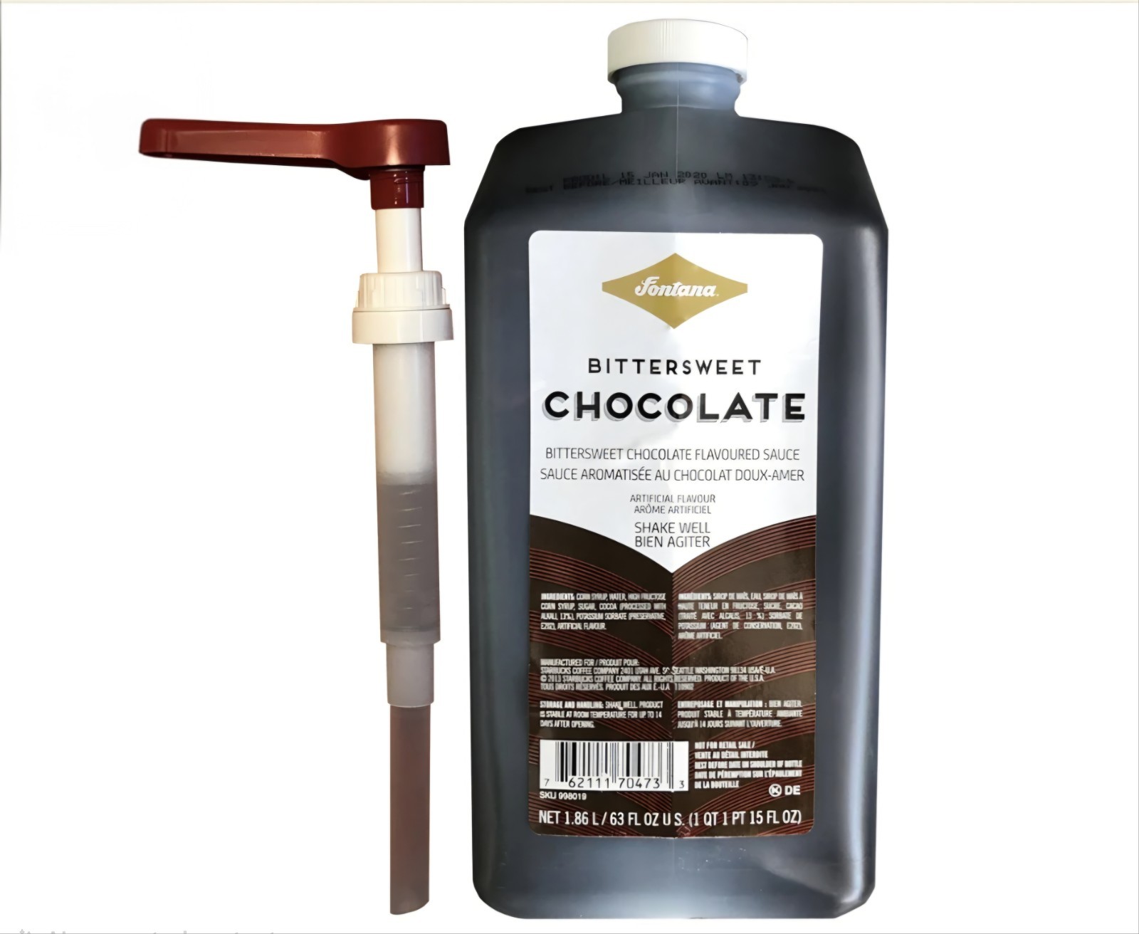 X 1 Starbucks Fontana Bittersweet Chocolate,63oz With Pump BB Nov 1, 2026 X 1 Starbucks Fontana Bittersweet Chocolate,63oz With Pump BB Nov 1, 2026