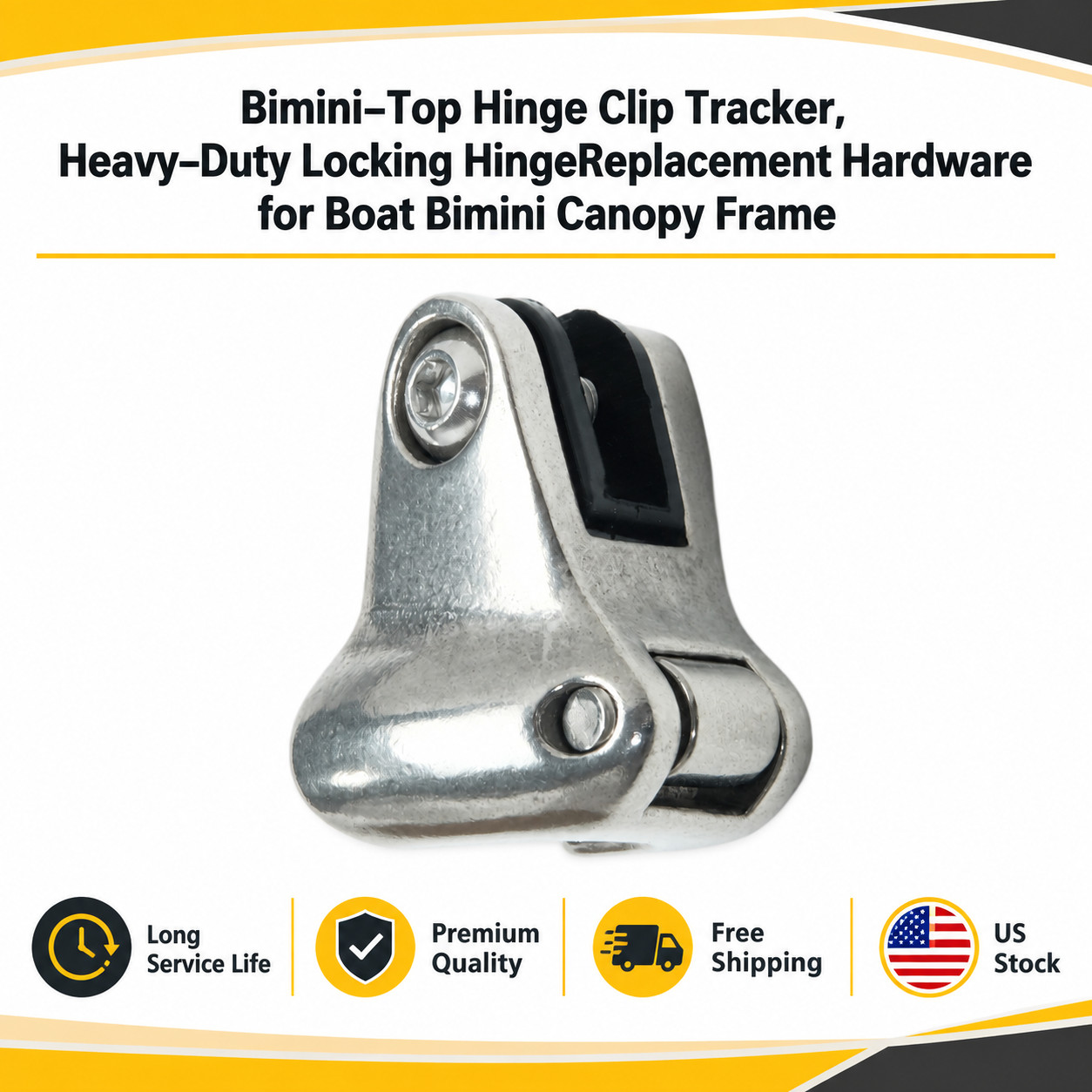 Stainless Steel Bimini Top Hinge Clip Hardware Fits Dowco Lok Tracker Tahoe