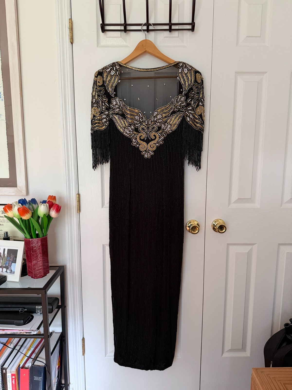 Stephen Yearick RARE Vintage | Hand-Beaded Silk Gown - Black & Gold | Size 6 Stephen Yearick RARE Vintage | Hand-Beaded Silk Gown - Black & Gold | Size 6