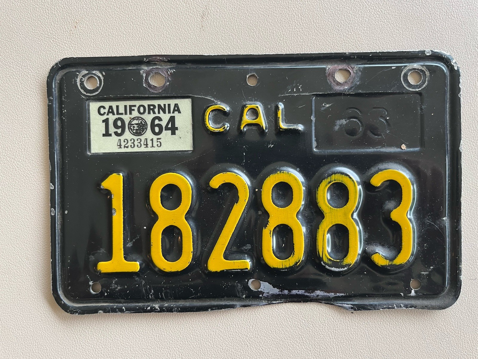 1963 California Motorcycle License Plate 1964 Tab Tag Sticker