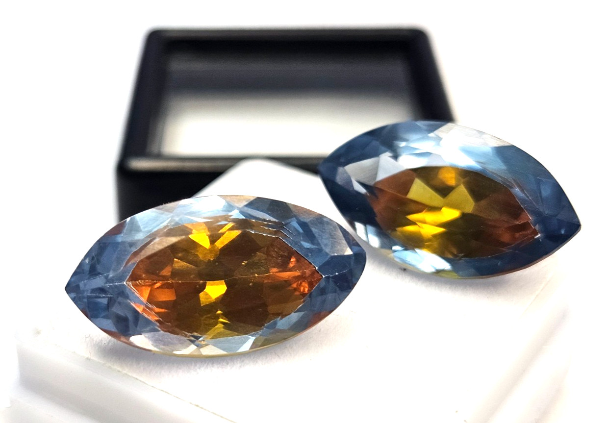 Pitambari Sapphire Natural Marquise Cut 18-19 Ct Certified Pair Gemstone FR-019