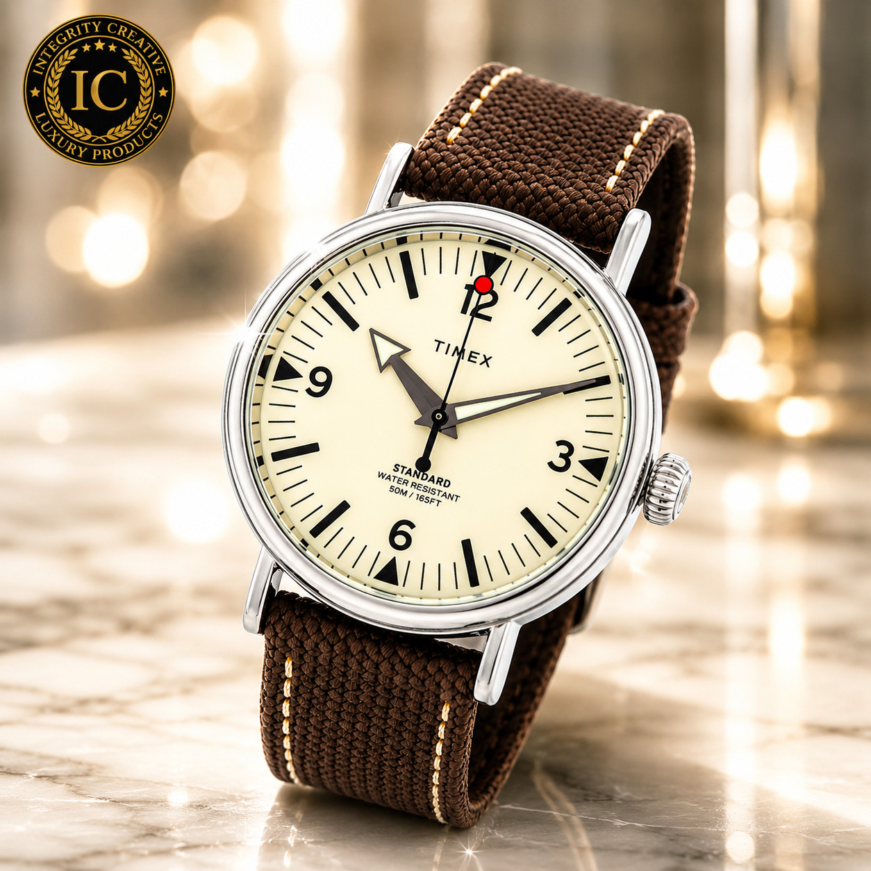 Timex Standard Quartz Movement Men\'s Watch White Cream Dial 40mm Silver Case