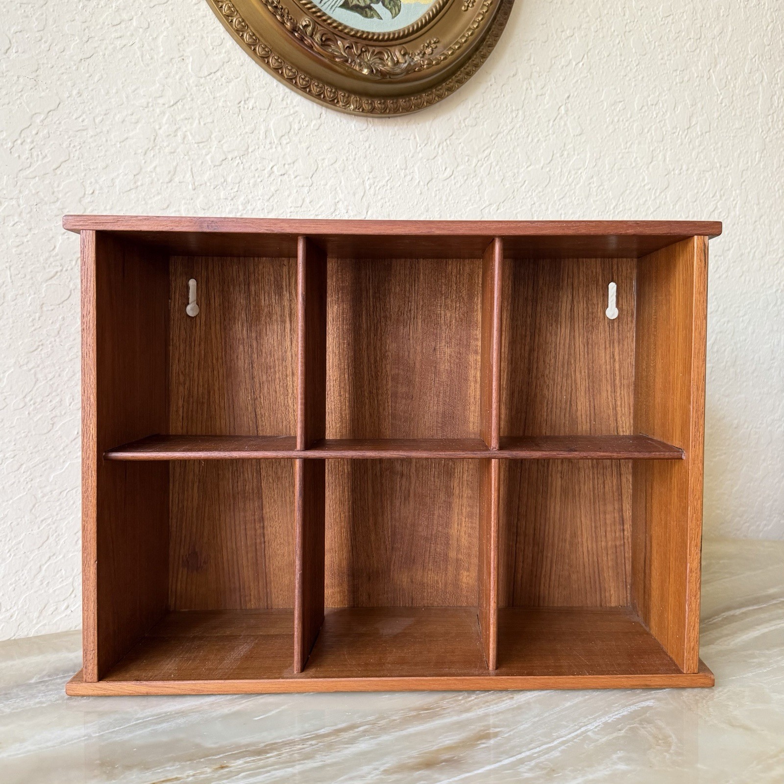 Vintage Mid-Century Modern Teak 6 Cubby Wood Wall Display Shelf – Teak-Tech