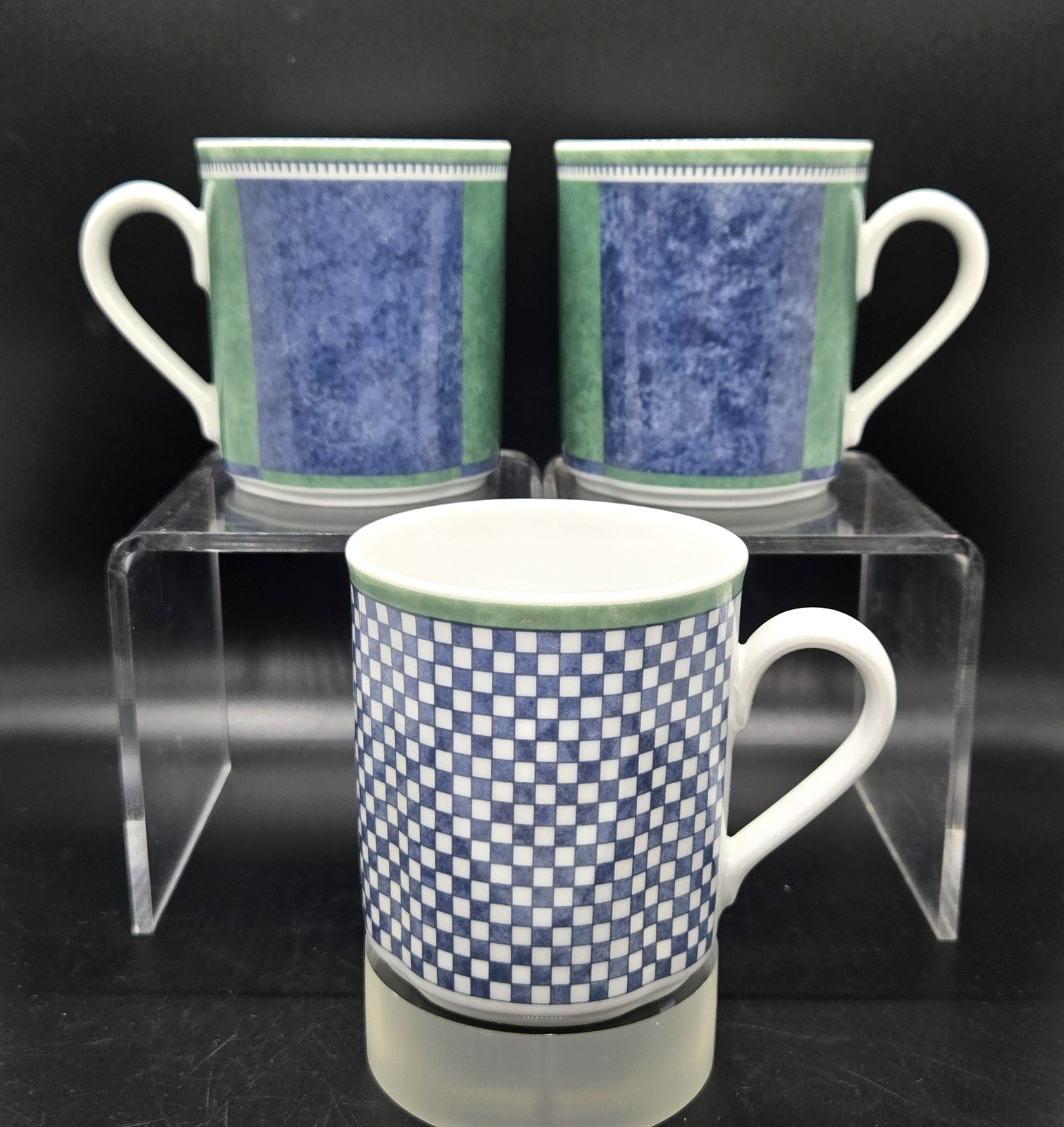 Set of 3 Mugs ~ Villeroy & Boch ~ Switch 3 ~  2 Costa & 1 Castell ~ Blue & Green