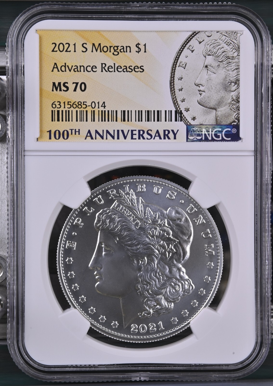 2021-S MORGAN SILVER DOLLAR NGC MS70 ADVANCE RELEASES- RARE POPULATION OF 1,895