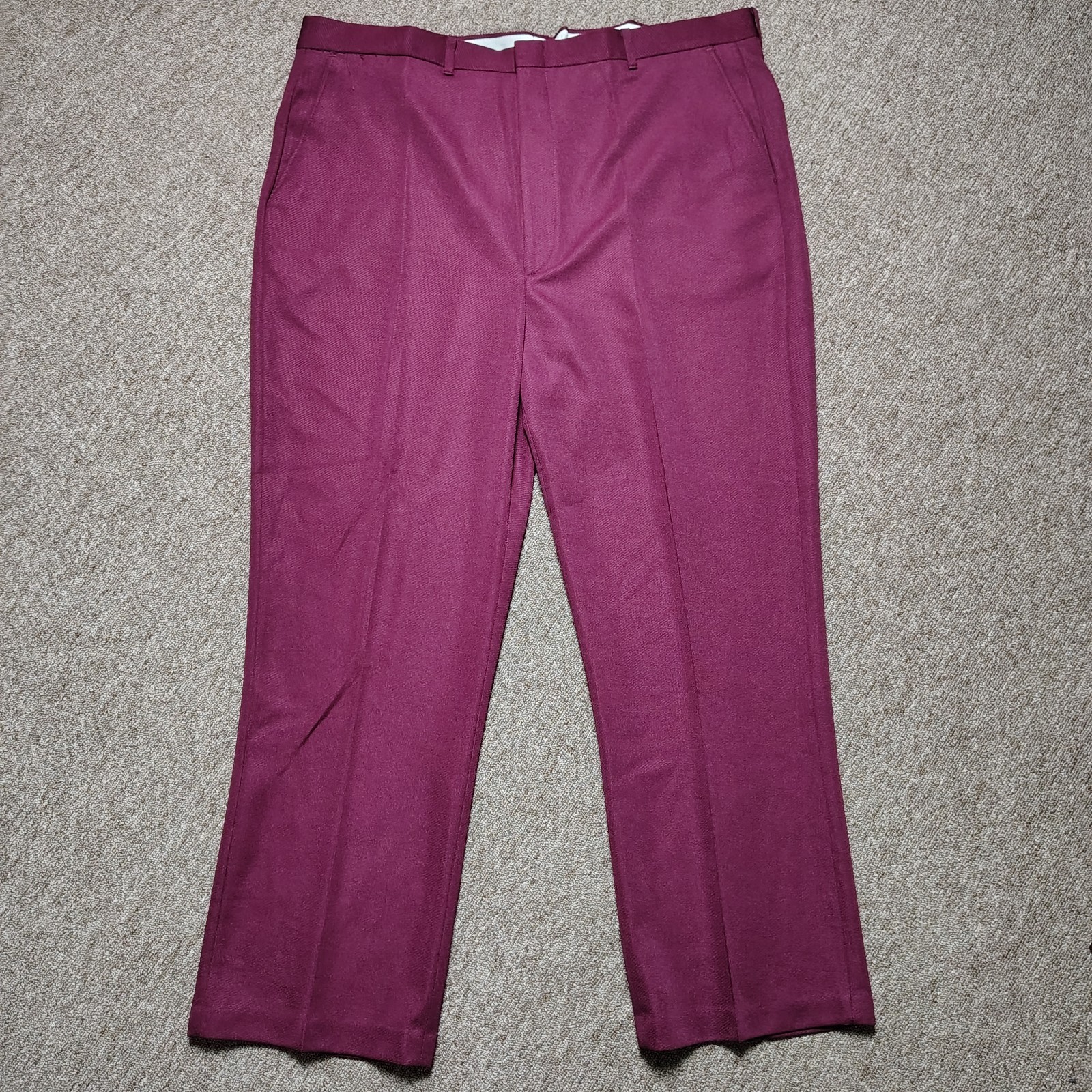 Vintage Haband Men\'s Dress Pants 42x30 Burgundy Maroon Flat Front Polyester USA Vintage Haband Men\'s Dress Pants 42x30 Burgundy Maroon Flat Front Polyester USA